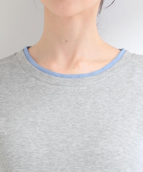 SHOO・LA・RUE（シューラルー）の「【S-LL/洗濯機可】二の腕隠れる 配色レイヤード風 5分袖Tシャツ（Tシャツ/カットソー・レディース・ブラウン系その他5/ブラック系4/グレー系4・04/03/02/01）」の19枚目の写真