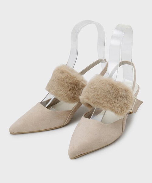 ESPERANZA(エスペランサ)の「【Fur Collection】ファー付き2WAYスリングバックミュールパンプス(パンプス・レディース・ブラック系/ベージュ系/ハウンドトゥース・LL/L/M/S)」の14枚目の写真