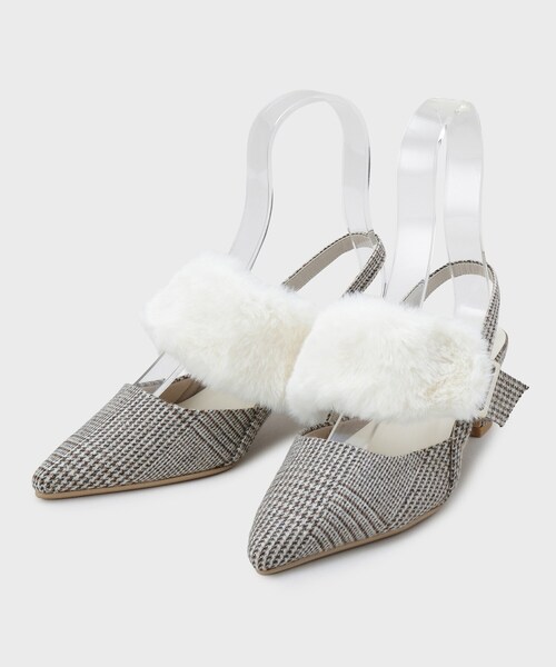 ESPERANZA(エスペランサ)の「【Fur Collection】ファー付き2WAYスリングバックミュールパンプス(パンプス・レディース・ブラック系/ベージュ系/ハウンドトゥース・LL/L/M/S)」の15枚目の写真