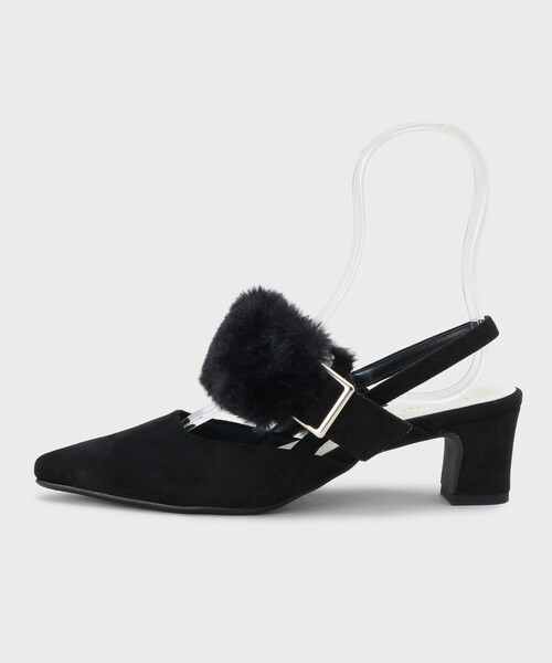 ESPERANZA(エスペランサ)の「【Fur Collection】ファー付き2WAYスリングバックミュールパンプス(パンプス・レディース・ブラック系/ベージュ系/ハウンドトゥース・LL/L/M/S)」の16枚目の写真