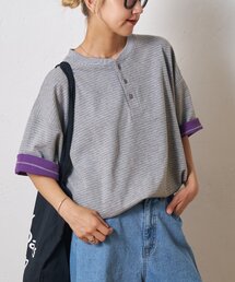 【UNISEX】ボーダー配色ヘンリーTee