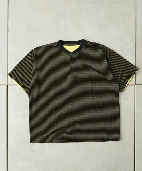CIAOPANIC TYPY(チャオパニックティピー)の「【UNISEX】ボーダー配色ヘンリーTee(Tシャツ/カットソー・レディース・グレー/ネイビー/イエロー・MEDIUM/LARGE)」の10枚目の写真