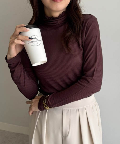 UNDOVE(アンドゥーブ)の「着る化粧品<MATOLIA>着て潤うシアーリブインナ(Tシャツ/カットソー・レディース・グレイッシュベージュ/ラベンダー/オフホワイト/ブラウン系・MEDIUM/LARGE/X-LARGE/XX-LARGE)」の14枚目の写真