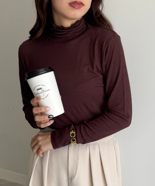 UNDOVE(アンドゥーブ)の「着る化粧品<MATOLIA>着て潤うシアーリブインナ(Tシャツ/カットソー・レディース・グレイッシュベージュ/ラベンダー/オフホワイト/ブラウン系・MEDIUM/LARGE/X-LARGE/XX-LARGE)」の15枚目の写真