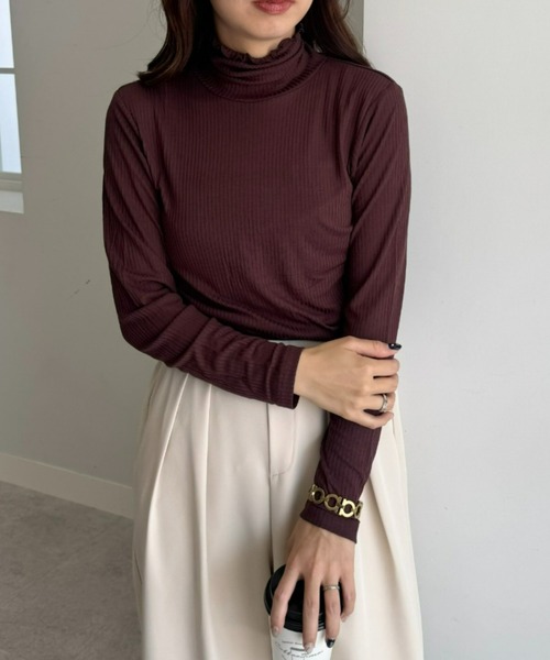 UNDOVE(アンドゥーブ)の「着る化粧品<MATOLIA>着て潤うシアーリブインナ(Tシャツ/カットソー・レディース・グレイッシュベージュ/ラベンダー/オフホワイト/ブラウン系・MEDIUM/LARGE/X-LARGE/XX-LARGE)」の16枚目の写真