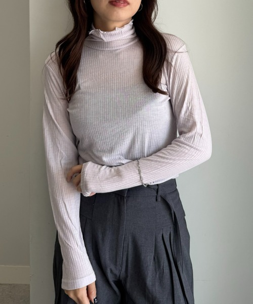 UNDOVE(アンドゥーブ)の「着る化粧品<MATOLIA>着て潤うシアーリブインナ(Tシャツ/カットソー・レディース・グレイッシュベージュ/ラベンダー/オフホワイト/ブラウン系・MEDIUM/LARGE/X-LARGE/XX-LARGE)」の18枚目の写真