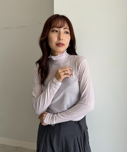 UNDOVE(アンドゥーブ)の「着る化粧品<MATOLIA>着て潤うシアーリブインナ(Tシャツ/カットソー・レディース・グレイッシュベージュ/ラベンダー/オフホワイト/ブラウン系・MEDIUM/LARGE/X-LARGE/XX-LARGE)」の19枚目の写真