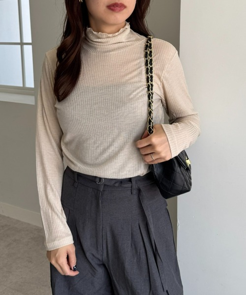 UNDOVE(アンドゥーブ)の「着る化粧品<MATOLIA>着て潤うシアーリブインナ(Tシャツ/カットソー・レディース・グレイッシュベージュ/ラベンダー/オフホワイト/ブラウン系・MEDIUM/LARGE/X-LARGE/XX-LARGE)」の21枚目の写真
