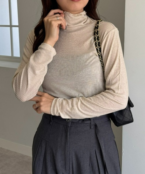 UNDOVE(アンドゥーブ)の「着る化粧品<MATOLIA>着て潤うシアーリブインナ(Tシャツ/カットソー・レディース・グレイッシュベージュ/ラベンダー/オフホワイト/ブラウン系・MEDIUM/LARGE/X-LARGE/XX-LARGE)」の22枚目の写真