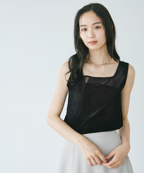 Andemiu(アンデミュウ)の「シアーベロアタンク/1043813(Tシャツ/カットソー・レディース・ブラウン/グレー/ブラック・FREE)」の2枚目の写真