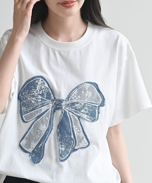 rps(アールピーエス)の「デニムリボンBIGT(Tシャツ/カットソー・レディース・杢グレー/ブラック・フリー)」の5枚目の写真