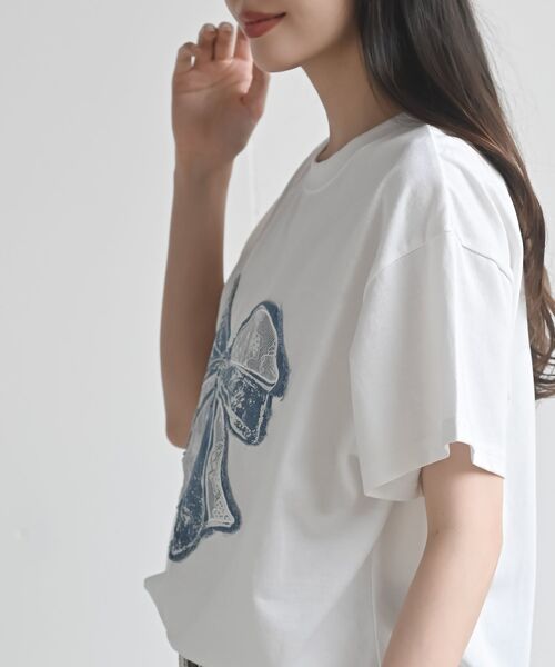 rps(アールピーエス)の「デニムリボンBIGT(Tシャツ/カットソー・レディース・杢グレー/ブラック・フリー)」の4枚目の写真