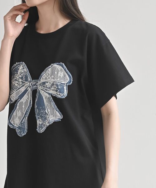 rps(アールピーエス)の「デニムリボンBIGT(Tシャツ/カットソー・レディース・杢グレー/ブラック・フリー)」の22枚目の写真