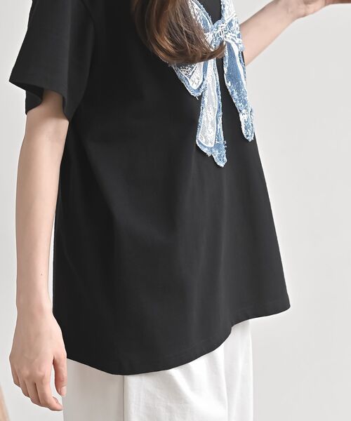 rps(アールピーエス)の「デニムリボンBIGT(Tシャツ/カットソー・レディース・杢グレー/ブラック・フリー)」の20枚目の写真