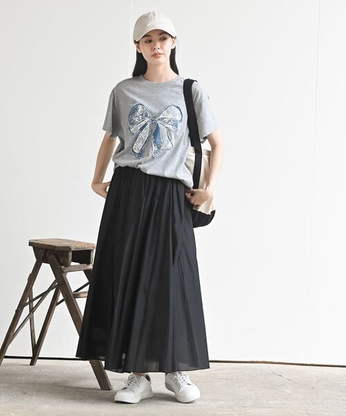 rps(アールピーエス)の「デニムリボンBIGT(Tシャツ/カットソー・レディース・杢グレー/ブラック・フリー)」の19枚目の写真