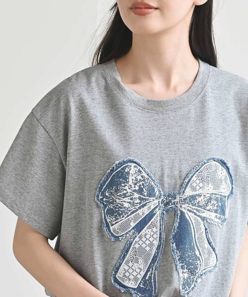 rps(アールピーエス)の「デニムリボンBIGT(Tシャツ/カットソー・レディース・杢グレー/ブラック・フリー)」の15枚目の写真