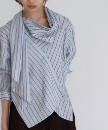 chenille stripe bow blouse(シェニールストライプリボンブラウス)