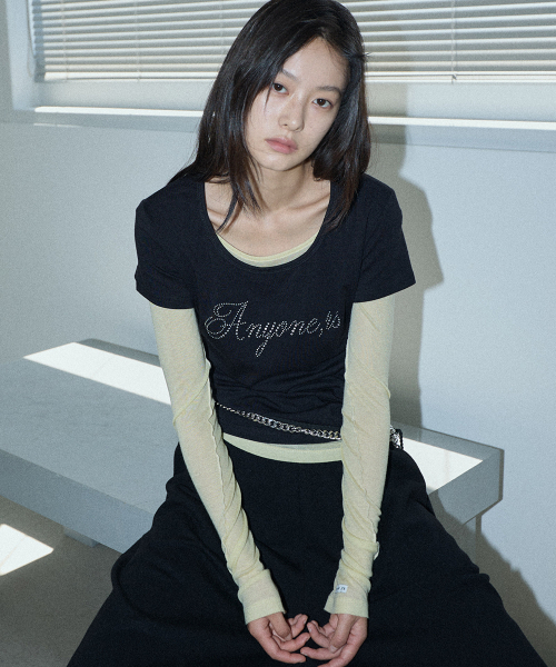 RENSE（レンセ）の「Lettering Hotfix Half Tee Black（Tシャツ/カットソー・レディース・その他・OS）」の2枚目の写真
