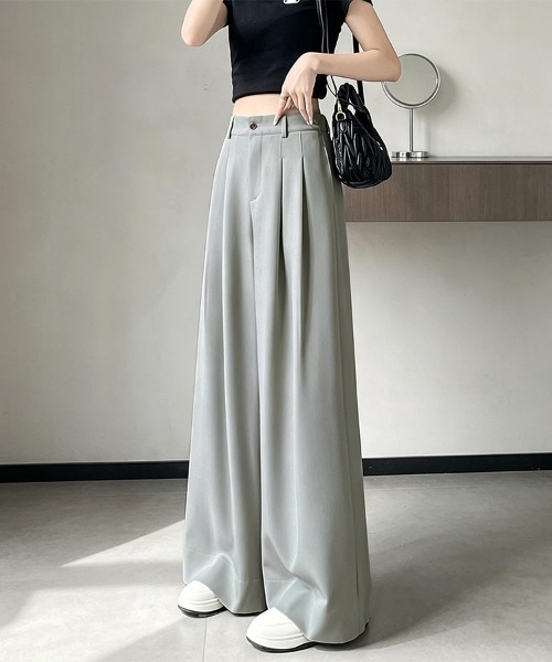 ONEP STAR(ワンピスター)の「接触冷感ワイドスラックスパンツ(スラックス・レディース・ブラック/ベージュ/グレー・MEDIUM/LARGE/X-LARGE)」の10枚目の写真