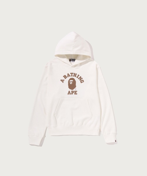 A BATHING APE（アベイシングエイプ）の「COLLEGE PULLOVER HODDIE（パーカー・レディース・ピンク/グレー/アイボリー・MEDIUM/SMALL）」の2枚目の写真