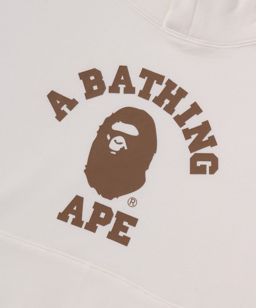 A BATHING APE（アベイシングエイプ）の「COLLEGE PULLOVER HODDIE（パーカー・レディース・ピンク/グレー/アイボリー・MEDIUM/SMALL）」の7枚目の写真
