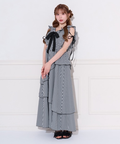 apres jour（アプレジュール）の「アソート柄配色リボンアシメティアードワンピース（ワンピース・レディース・ブラック系その他/ホワイト系その他・X-LARGE/SMALL/MEDIUM）」の10枚目の写真