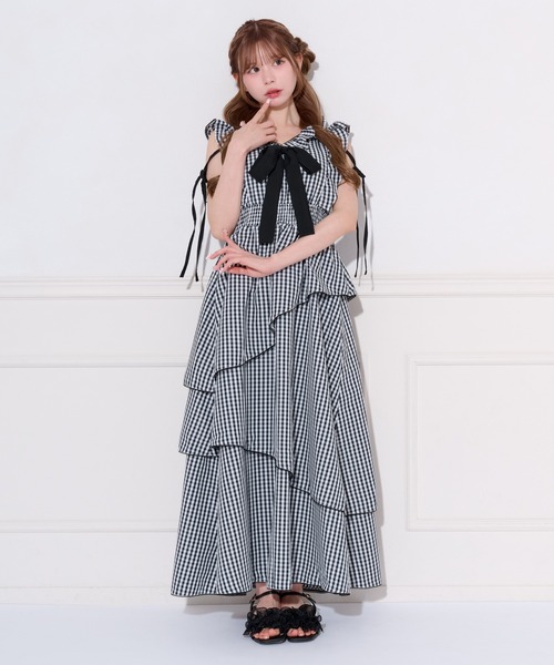 apres jour（アプレジュール）の「アソート柄配色リボンアシメティアードワンピース（ワンピース・レディース・ブラック系その他/ホワイト系その他・X-LARGE/SMALL/MEDIUM）」の11枚目の写真