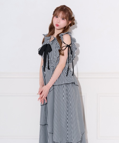 apres jour（アプレジュール）の「アソート柄配色リボンアシメティアードワンピース（ワンピース・レディース・ブラック系その他/ホワイト系その他・X-LARGE/SMALL/MEDIUM）」の14枚目の写真