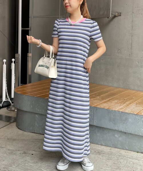 HELLO.SANFRANCISCO(ハローサンフランシスコ)の「【HELLO.SANFRANCISCO】マルチウェイフリル付ボーダーワンピ(ワンピース・レディース・ブルー/レッド・ONE SIZE)」の8枚目の写真