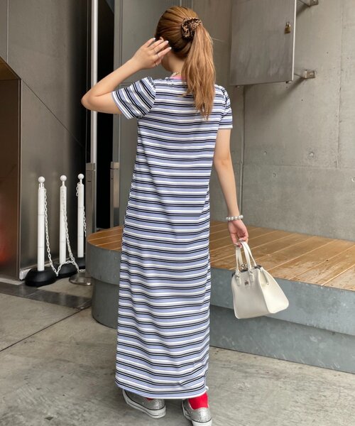 HELLO.SANFRANCISCO(ハローサンフランシスコ)の「【HELLO.SANFRANCISCO】マルチウェイフリル付ボーダーワンピ(ワンピース・レディース・ブルー/レッド・ONE SIZE)」の9枚目の写真