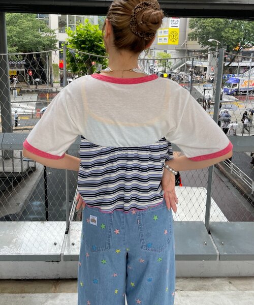 HELLO.SANFRANCISCO(ハローサンフランシスコ)の「【HELLO.SANFRANCISCO】マルチウェイフリル付ボーダーワンピ(ワンピース・レディース・ブルー/レッド・ONE SIZE)」の11枚目の写真