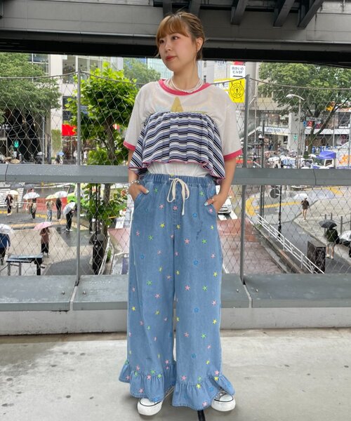 HELLO.SANFRANCISCO(ハローサンフランシスコ)の「【HELLO.SANFRANCISCO】マルチウェイフリル付ボーダーワンピ(ワンピース・レディース・ブルー/レッド・ONE SIZE)」の12枚目の写真