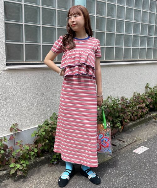 HELLO.SANFRANCISCO(ハローサンフランシスコ)の「【HELLO.SANFRANCISCO】マルチウェイフリル付ボーダーワンピ(ワンピース・レディース・ブルー/レッド・ONE SIZE)」の15枚目の写真