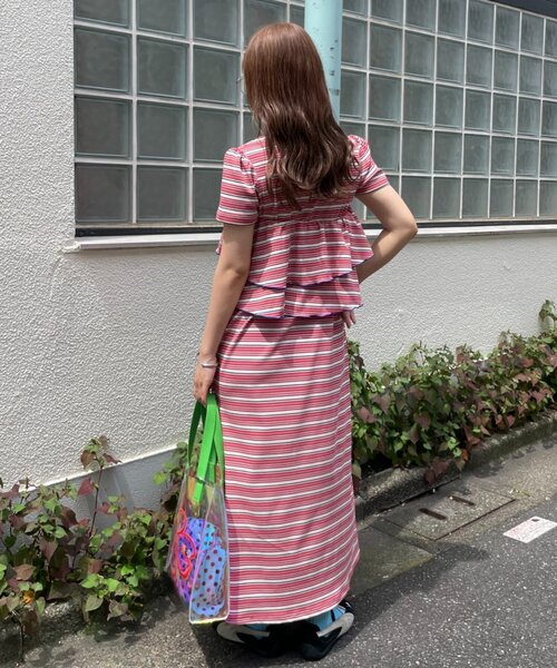 HELLO.SANFRANCISCO(ハローサンフランシスコ)の「【HELLO.SANFRANCISCO】マルチウェイフリル付ボーダーワンピ(ワンピース・レディース・ブルー/レッド・ONE SIZE)」の16枚目の写真