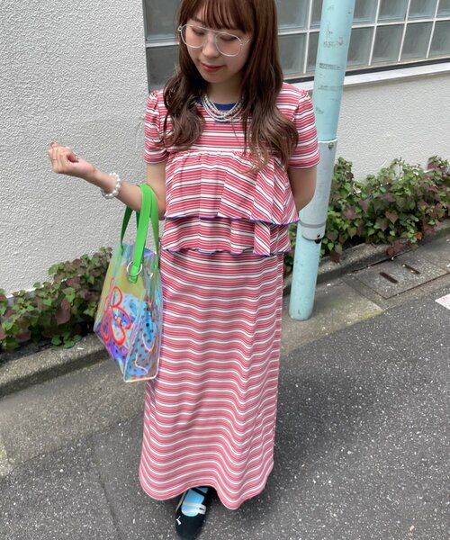 HELLO.SANFRANCISCO(ハローサンフランシスコ)の「【HELLO.SANFRANCISCO】マルチウェイフリル付ボーダーワンピ(ワンピース・レディース・ブルー/レッド・ONE SIZE)」の17枚目の写真
