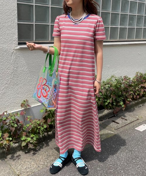 HELLO.SANFRANCISCO(ハローサンフランシスコ)の「【HELLO.SANFRANCISCO】マルチウェイフリル付ボーダーワンピ(ワンピース・レディース・ブルー/レッド・ONE SIZE)」の22枚目の写真