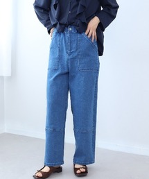 【M~5L】ベイカーデニムパンツ
