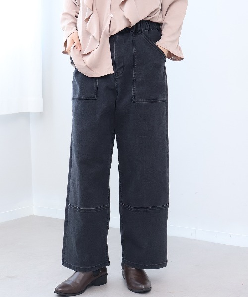 leswel(レスウェル)の「【M~5L】ベイカーデニムパンツ(その他パンツ・レディース・ブラック/ブルー・4L/M/LL/L/5L/3L)」の1枚目の写真
