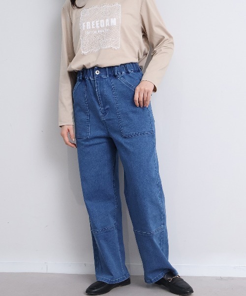 leswel(レスウェル)の「【M~5L】ベイカーデニムパンツ(その他パンツ・レディース・ブラック/ブルー・4L/M/LL/L/5L/3L)」の3枚目の写真