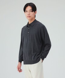 ロングスリーブ ニットポロ