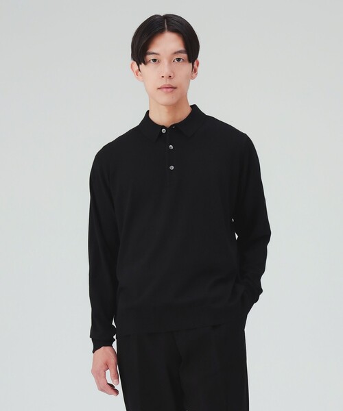 BEAMS HEART(ビームスハート)の「ロングスリーブ ニットポロ(ニット/セーター・メンズ・ブラック/チャコールグレー・LARGE/SMALL/X-LARGE/MEDIUM)」の2枚目の写真