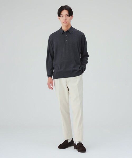 BEAMS HEART(ビームスハート)の「ロングスリーブ ニットポロ(ニット/セーター・メンズ・ブラック/チャコールグレー・LARGE/SMALL/X-LARGE/MEDIUM)」の3枚目の写真