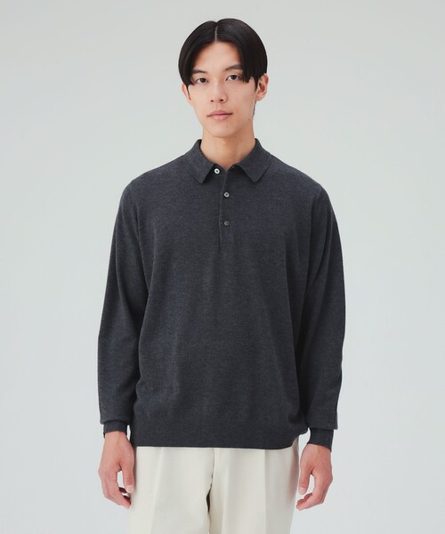BEAMS HEART(ビームスハート)の「ロングスリーブ ニットポロ(ニット/セーター・メンズ・ブラック/チャコールグレー・LARGE/SMALL/X-LARGE/MEDIUM)」の5枚目の写真