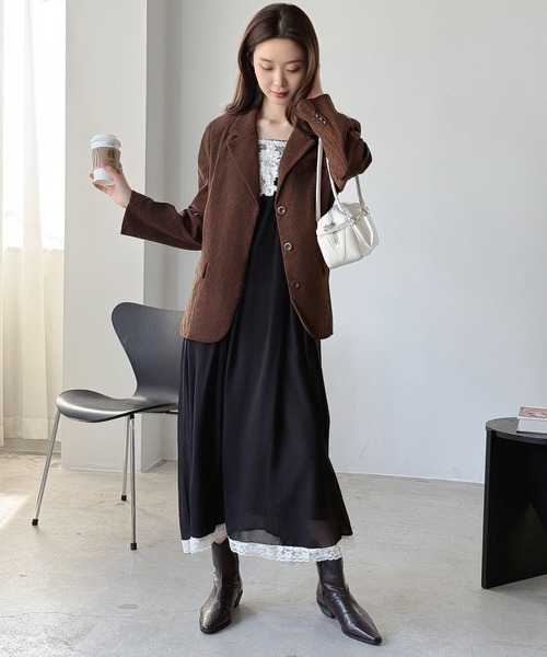 Jewelobe(ジュエローブ)の「配色レースフレアワンピース(ワンピース・レディース・ブラック・FREE)」の19枚目の写真