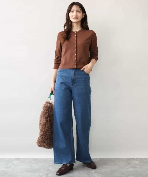 MK MICHEL KLEIN（エムケーミッシェルクラン）の「[洗える]ドット釦コンパクトニットカーディガン（カーディガン/ボレロ・レディース・ブラック/ブルー/ブラウン/レッド・38）」の9枚目の写真