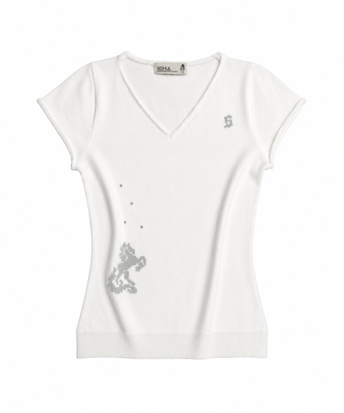 SOHUL(ソフル)の「Cr Back Knit V-T (クラウドホワイト)(Tシャツ/カットソー・レディース・その他・FREE)」の1枚目の写真