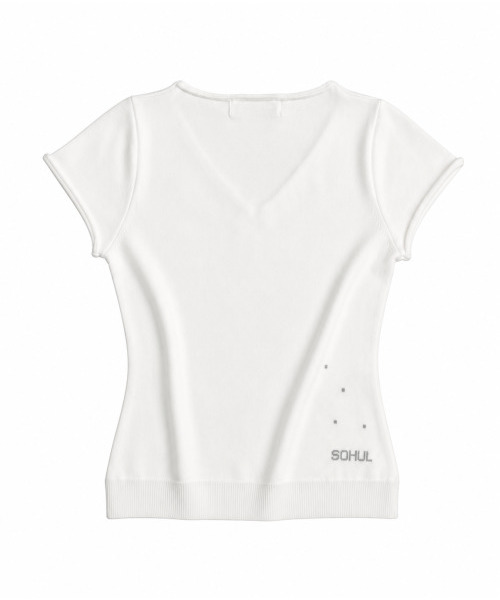 SOHUL(ソフル)の「Cr Back Knit V-T (クラウドホワイト)(Tシャツ/カットソー・レディース・その他・FREE)」の2枚目の写真
