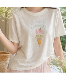 アイスクリームグラフィックライトウェイト夏Tシャツ