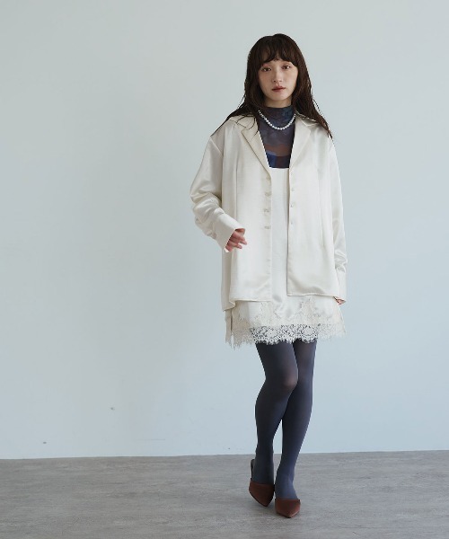 W:Huku（フーク）の「シルキーサテンレースキャミソール / Silky Satin Lace Camisole（キャミソール・レディース・ネイビー/オフホワイト/ピンク/ブラウン・FREE）」の8枚目の写真