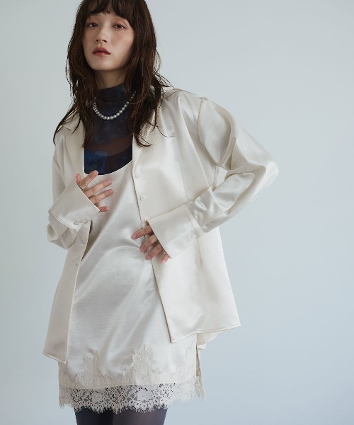 W:Huku（フーク）の「シルキーサテンレースキャミソール / Silky Satin Lace Camisole（キャミソール・レディース・ネイビー/オフホワイト/ピンク/ブラウン・FREE）」の9枚目の写真